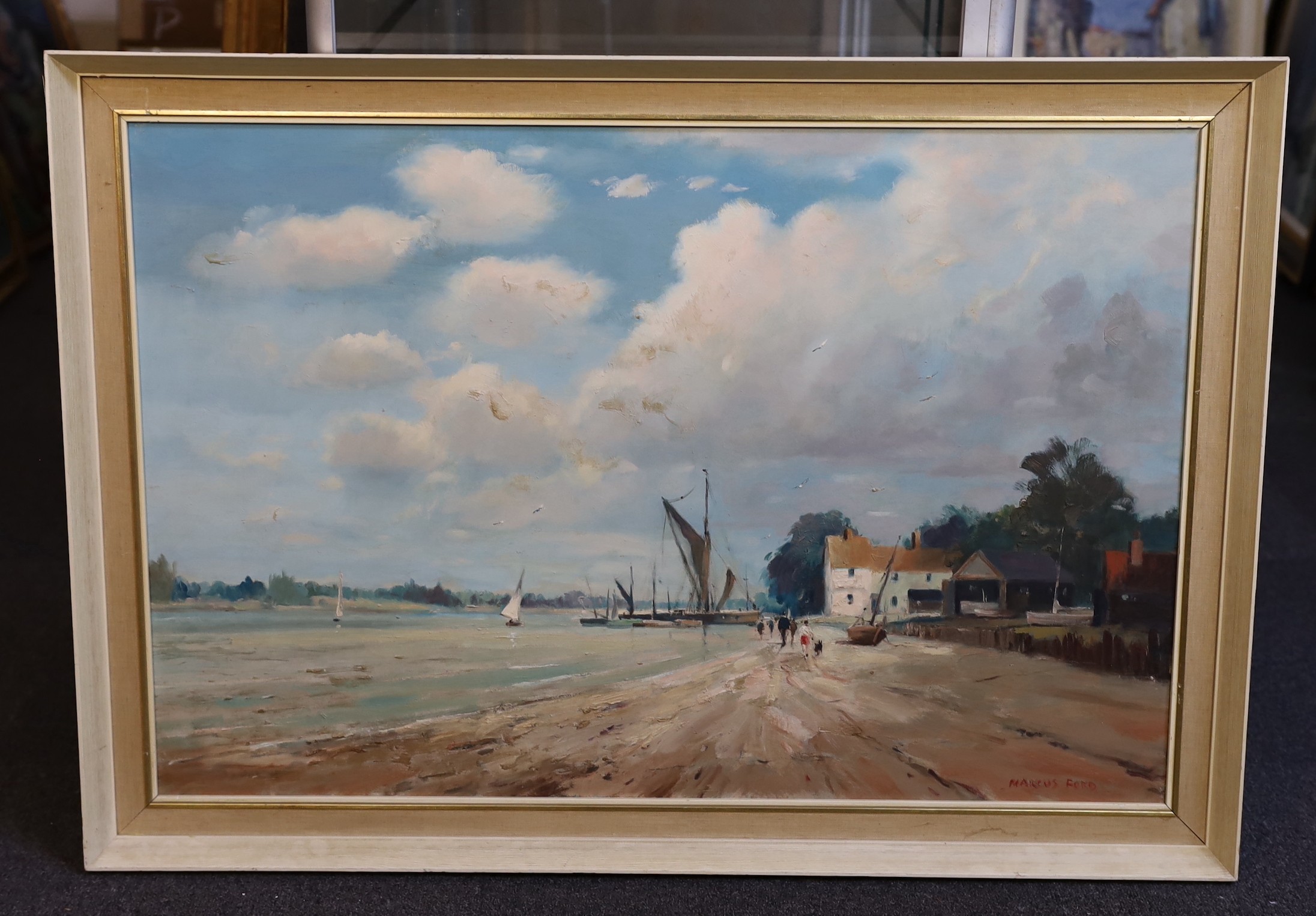 Marcus Ford (British, 1914-1989), Pin Mill, Suffolk, oil on canvas, 61 x 91cm